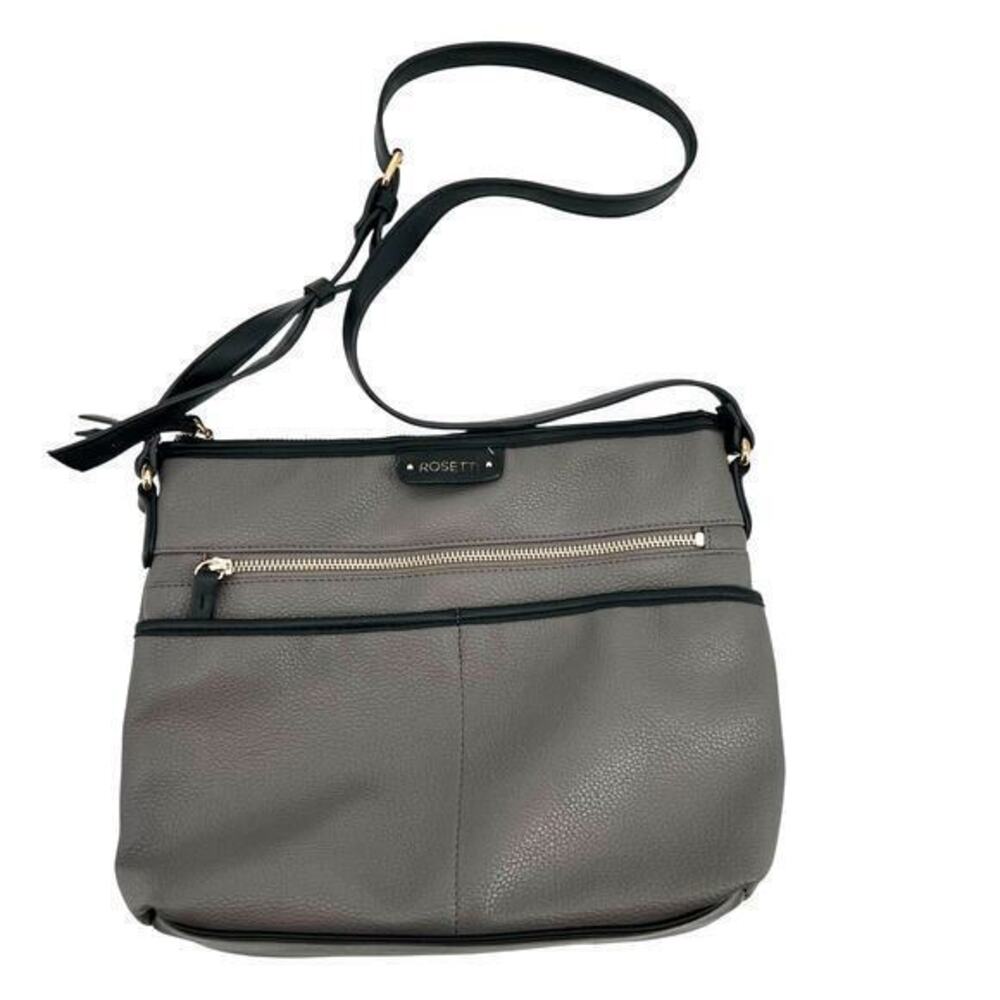 Rosetti gray black zip top crossbody zippered pockets travel every day casual